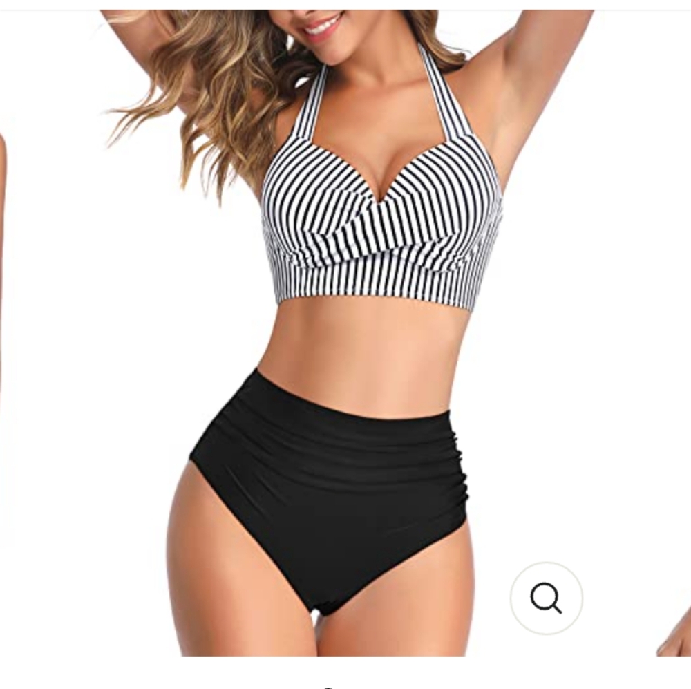 NWT 2 PIECE HIGH WAISTED BIKINY SWIMSUIT SIZE L